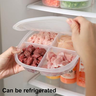 Четырехсекционный контейнер для хранения свежих продуктов, устойчивый к низким температурам, многоразовый пластиковый контейнер для хранения для дома