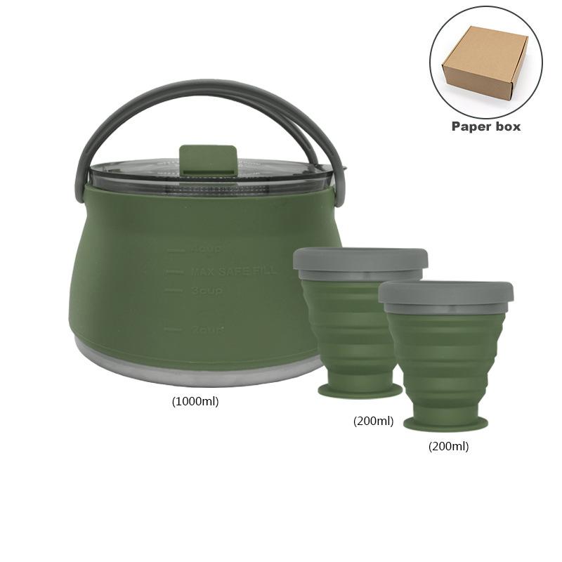 Silicone Folding Kettle, Camping Boiling Water Pot, Leak Proof Tea Coffee Cup and Mug, Heat Resistant Tableware for Outdoor