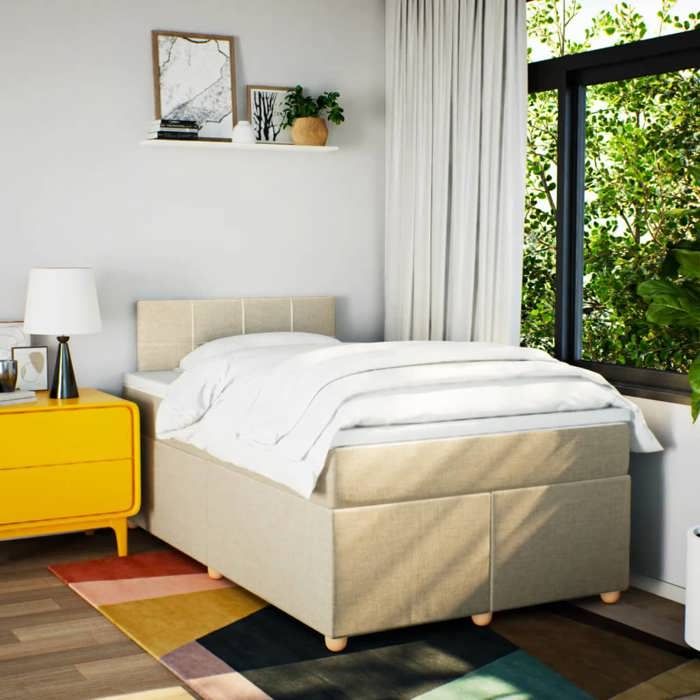 Maison Exclusive - Sommier à lattes de lit avec matelas Crème 120x200 cm Tissu