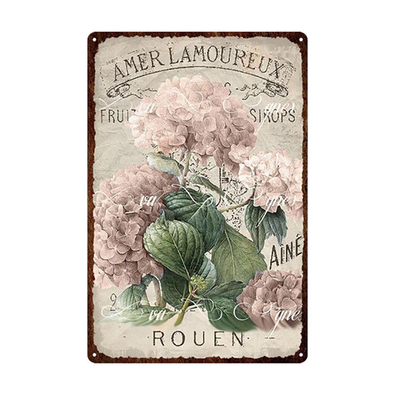 Металлическая жестяная вывеска с цветами в стиле ретро, ​​тарелки в стиле ретро, ​​роза, пион, лаванда, художественная табличка, винтажный постер, садовая комната, домашний Настенный декор, подарок