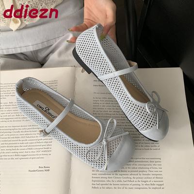 Мода Мода Туфли-балетки женские с бантом-бабочкой, обувь для танцев, сетчатая дышащая женская обувь с пряжкой, женские балетки, туфли Мэри Джейн