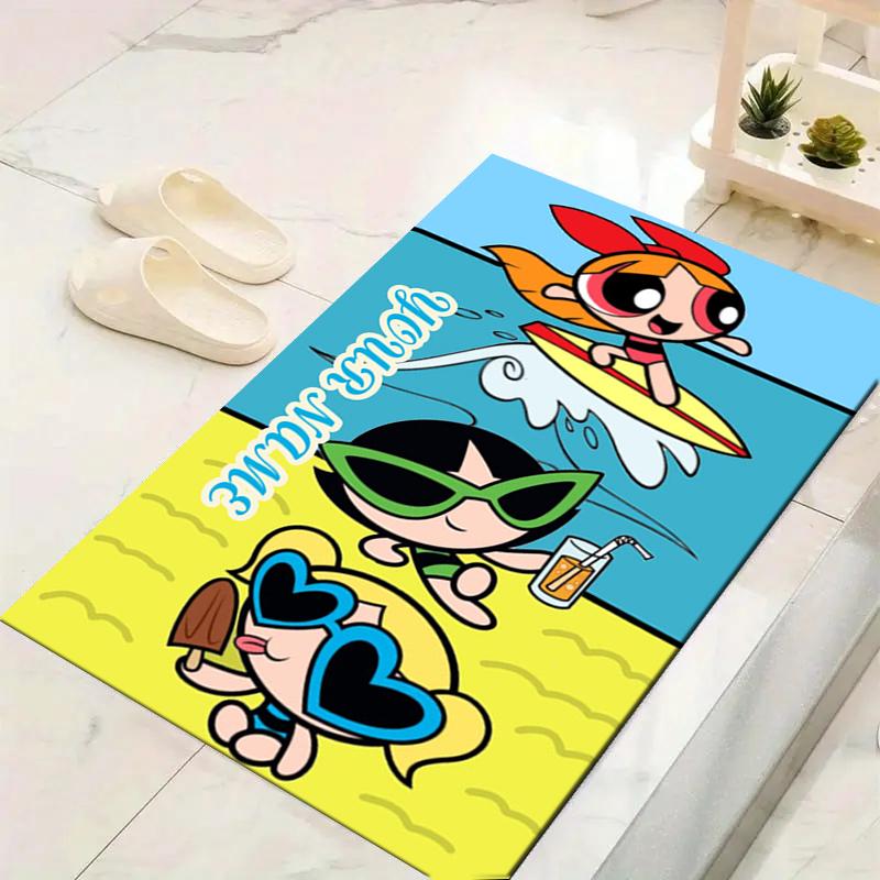 Custom 1Pc Powerpuff Girls Rainbow Rug Office Carpet Indoor Outdoor Entrance Doormat Nonslip Soft And Comfortable Living Room D491514