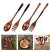 Набор кухонной утвари в японском стиле: деревянная ложка и вилка с длинной ручкой. Портативная и прочная посуда для сервировки супа, кухонный инструмент для приготовления пищи.