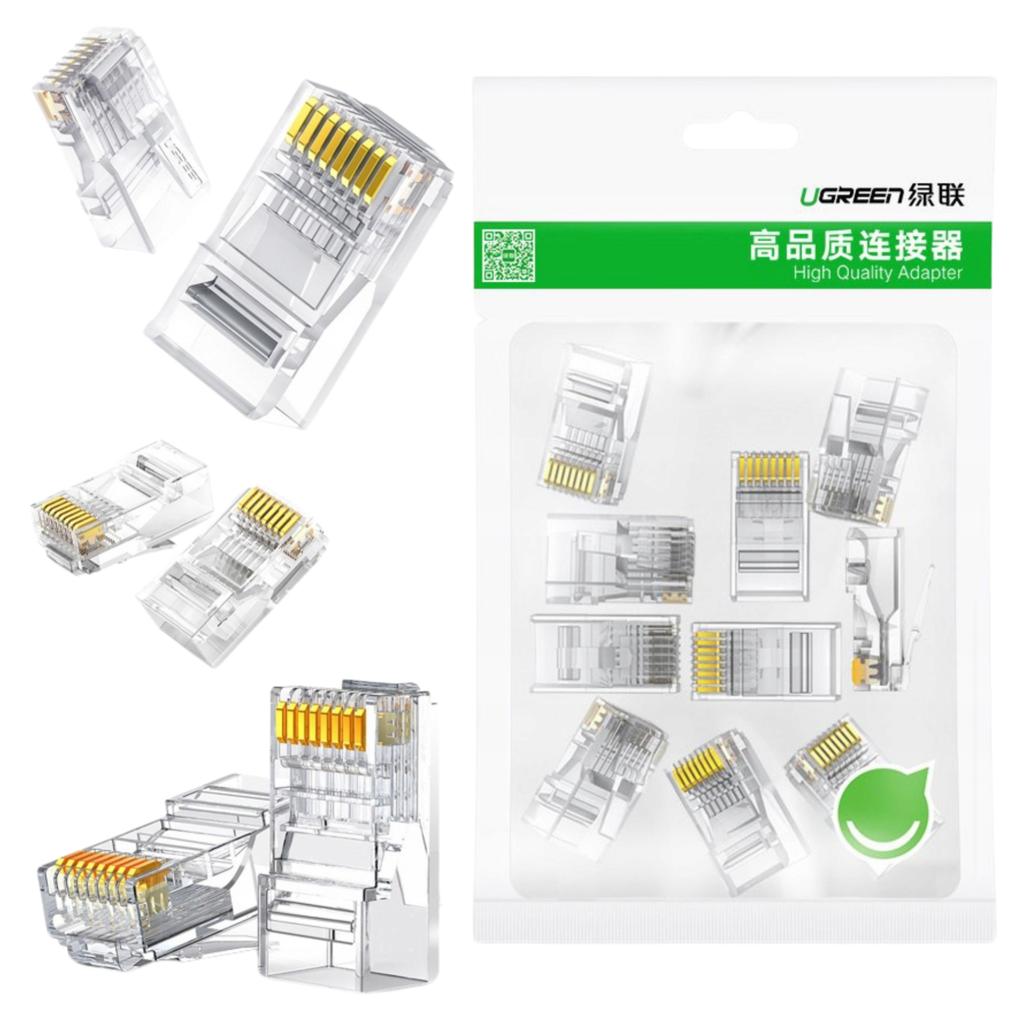 RJ45 Cat 6 Plug Ugreen 50961, 10-Pack (Transparent)