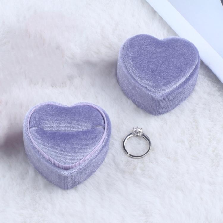 Нежная плюшевая коробочка для колец в форме сердца, футляр для колец с дизайном сердца, мягкая подкладка, подарочная коробка для ювелирных изделий для влюбленных
