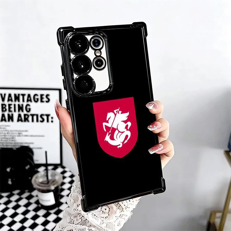 Georgia Passport Flag Plating Phone Case For Samsung Galaxy S24 S25 FE S26 Edge S23 Ultra S22 S21 Plus S20 Anti-Fall Airabag Cov