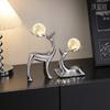 Modern Minimalist Ceramic Deer Figurine Set Living Room TV Cabinet Decor With Crystal Ball Or LED Light Option