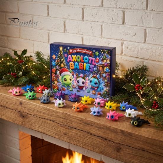 Christmas Countdown Toys Axolotl Advent Calendar 2026, 3D Printed Jointed Flexible Toys, 24 Days Holiday Boxes with Collectible Figures, Gifts