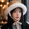 1 шт. Теплые зимние флисовые панамы для женщин, Классическая шляпа-клош с отворотом из искусственного меха и флисовой подкладкой, подходит для активного отдыха на свежем воздухе