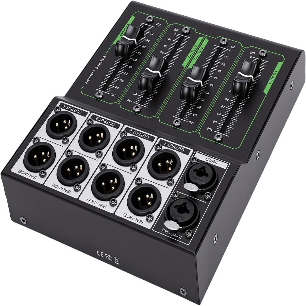 1 In 4 Out 4 Channel XLR Volume Controller 0-100 dB Scale XLR Signal Splitter Studio Monitoring