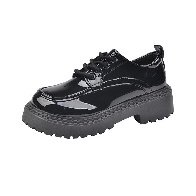 Ретро британский стиль шнуровка черные туфли на платформе из маленькой кожи женские весенние новые увеличивающие рост японские лоферы