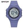 Sanda 6372 Brand Trendy Men Led Electron Watch Soft Tpu Strap Big Screen Led Digital Waterproof Alarm Clock Sports Men's Watches