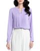 SPRING SEAON Long Sleeve Chiffon Blouse with Tucked Loose Plus Sizes Suitable for Size L Women's V-Neck Detail, Fit, Available, Suits, Office,