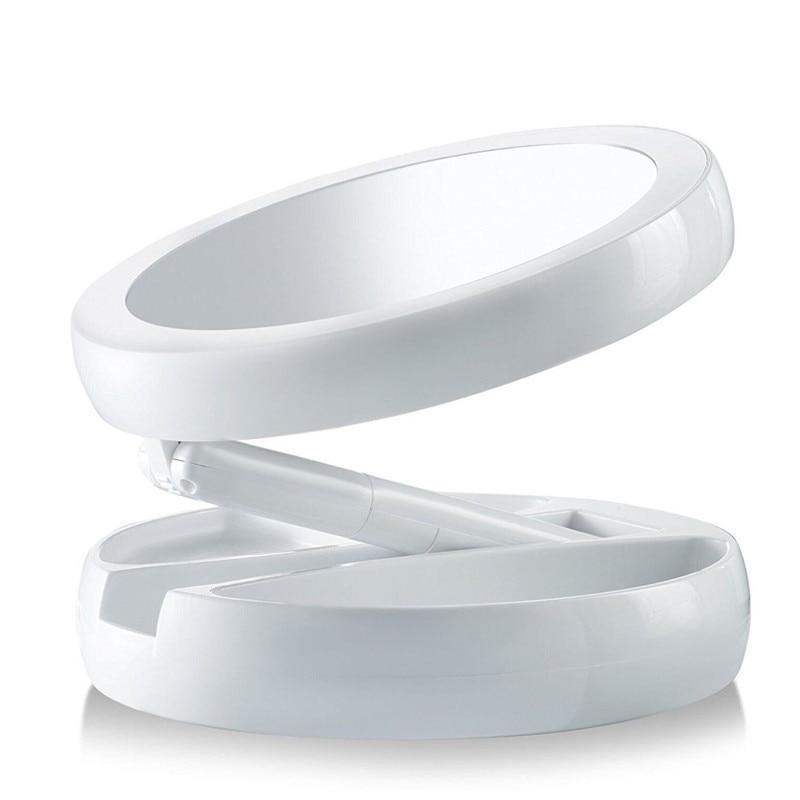 Foldable USB Charging or LED Battery Mirror Night Cabinet White Cosmetic Mirror with 10x Magnifying Mirrors | Bath Mirrors