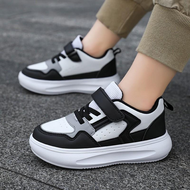Kids White Mesh Faux Leather Sneakers Boys Girls Lightweight Breathable Casual Shoes Winter Fall