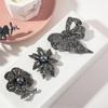 Retro Black  Pearl Flower Bow Shape Brooch Scarf Pin Jewelry Accessories