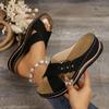 Новые модные тапочки на танкетке, женские летние нескользящие сандалии на платформе, женские, большие размеры 35-43, модные летние тапочки на толстой подошве