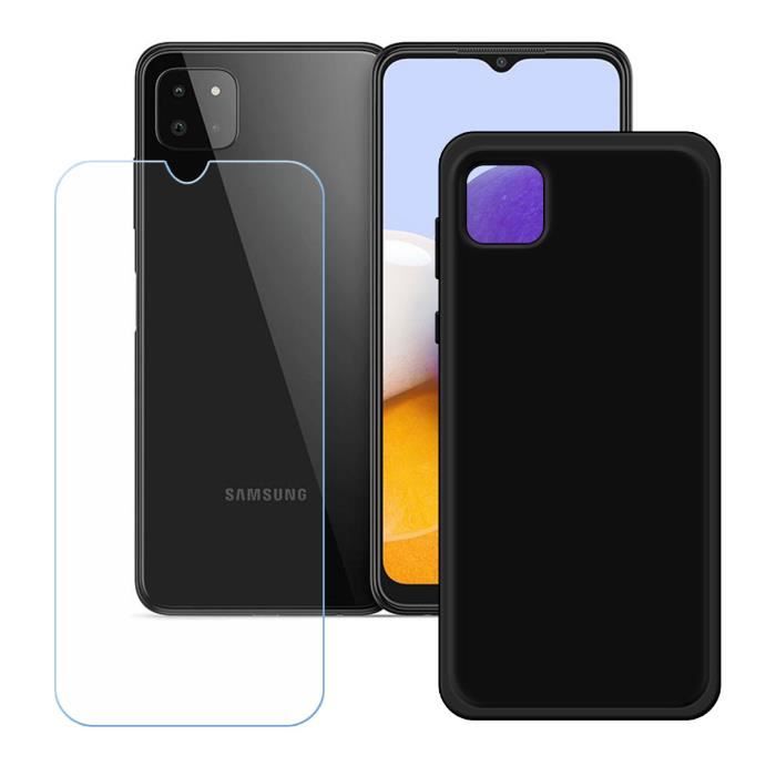 Coque et Verre Trempé - FZ - Samsung Galaxy A22 5G - TPU Silicone - Protection Chocs - Noir