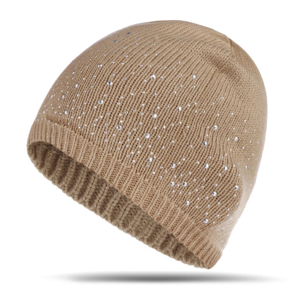 Rhinestone Decor Knitted Hat Stylish & Shiny Beanies Hat Casual Winter Fall Hat Outdoor Streetwear