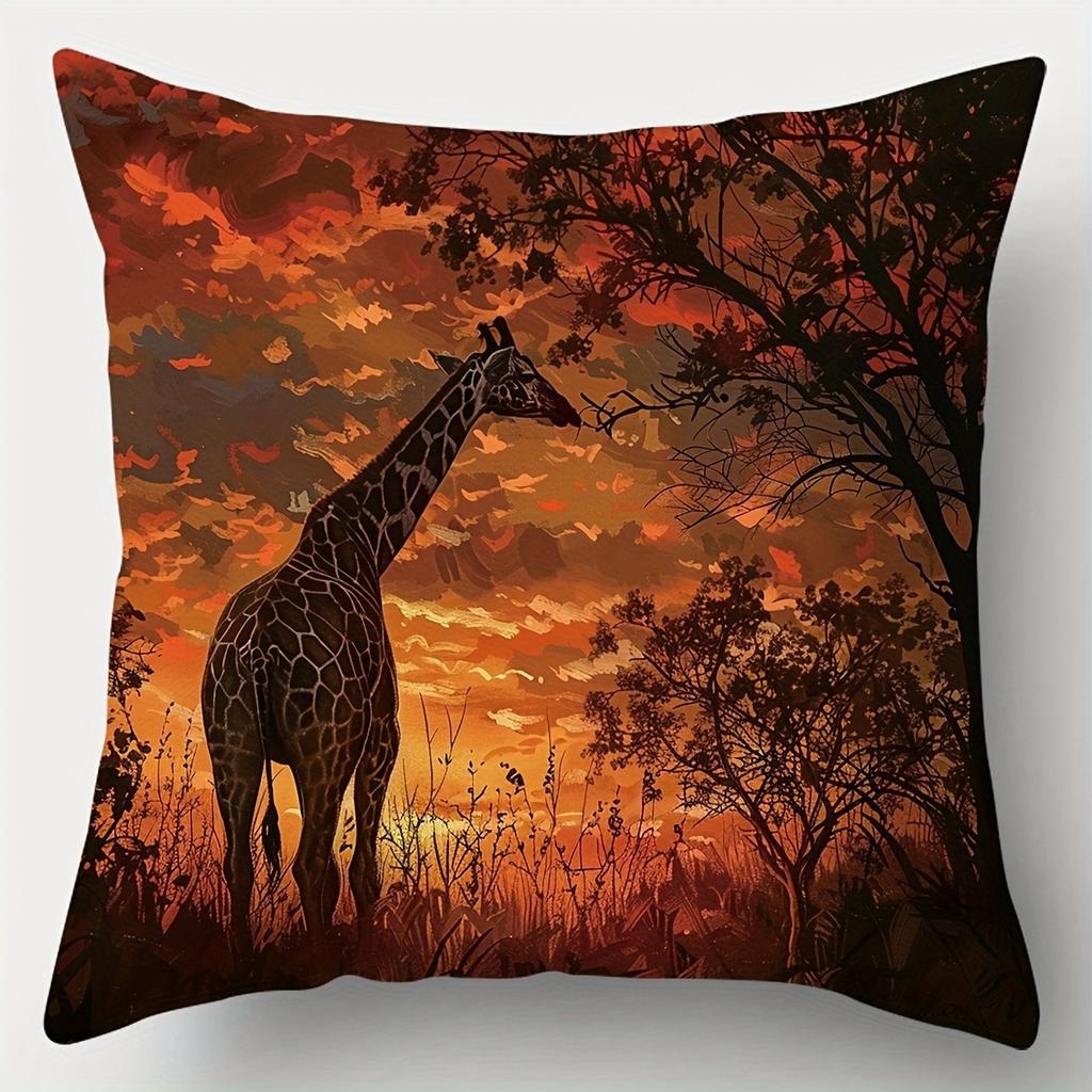 Наволочка с африканскими саванными животнымиПодходит для дивана, автомобиля, спальни, декоративная наволочка для подушки