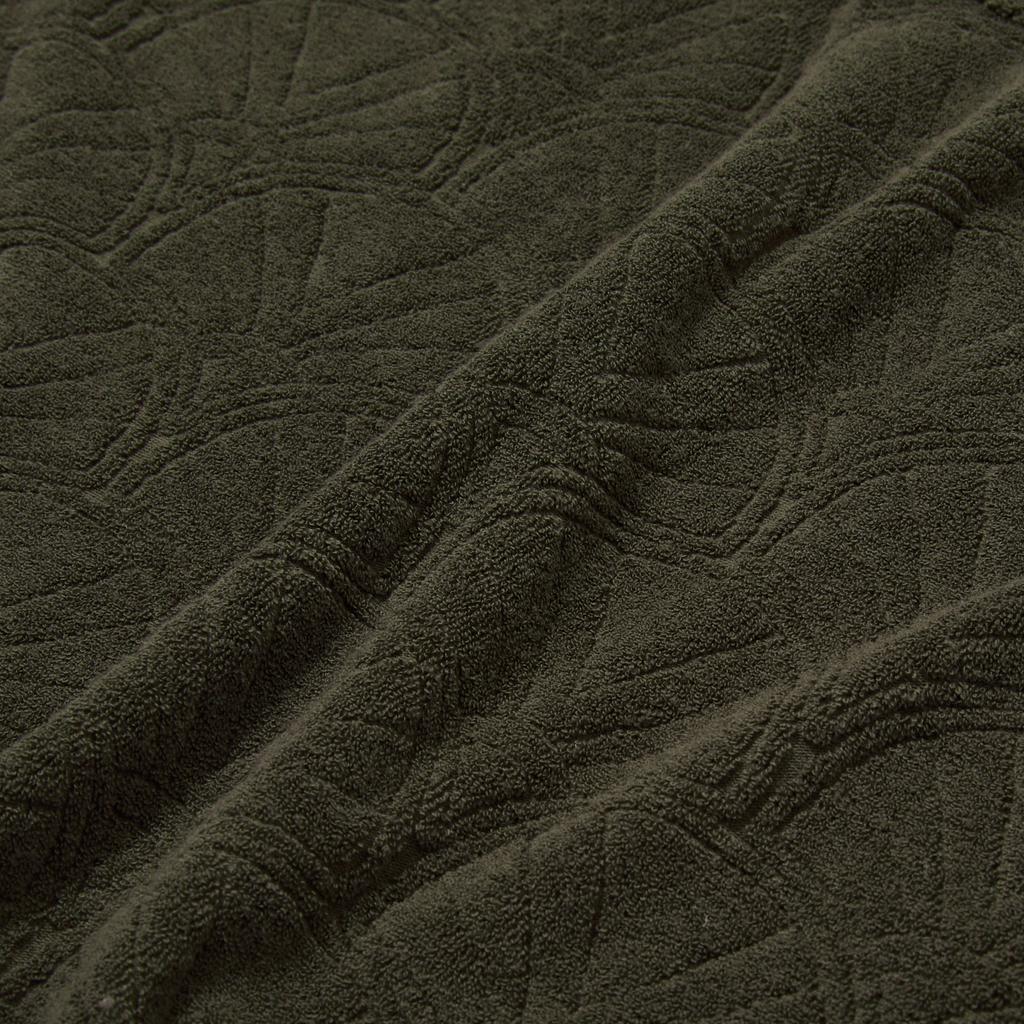 Курортный свитшот Penfield с узором «ракушка», махровый, с воротником-поло, оливковый_Fr2Kt203