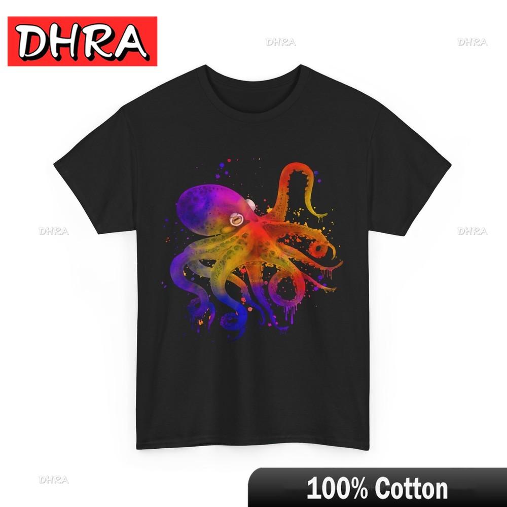 Octopus Ocean Animals Octopus Lovers Rainbow Colors Women Men Shirt Tshirts Edgy Minimalist Bold T-Shirt Y2K Vacation Outfit