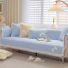 Universal Cotton Solid Color Sofa Cushion for All Seasons Korean Style Pastoral Fresh Ruffle Edge Non-slip Sofa Cushion Towel Full Cover