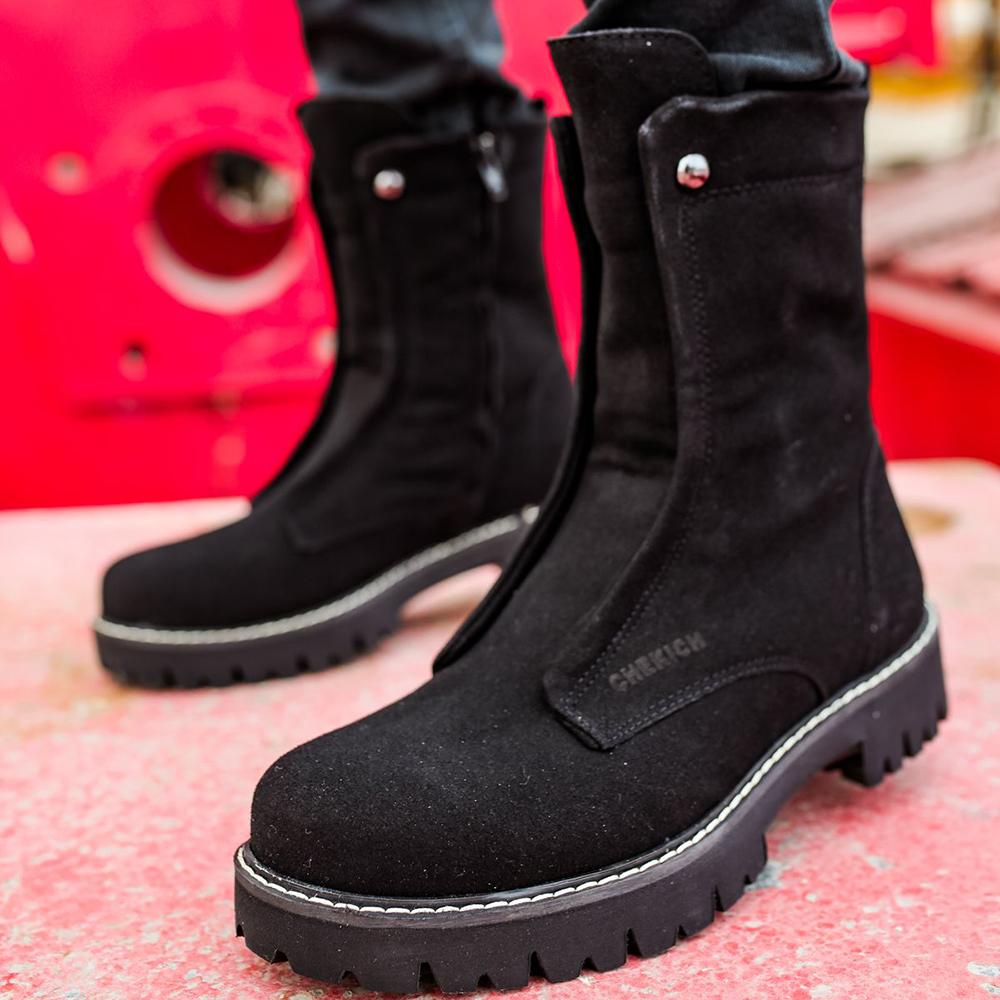 Chekich Мужская обувь, ботинки, замшевые, черные, зимние, без шнуровки, модные уличные туфли высокого качества, удобные, в итальянском мужском стиле, новинка CH027