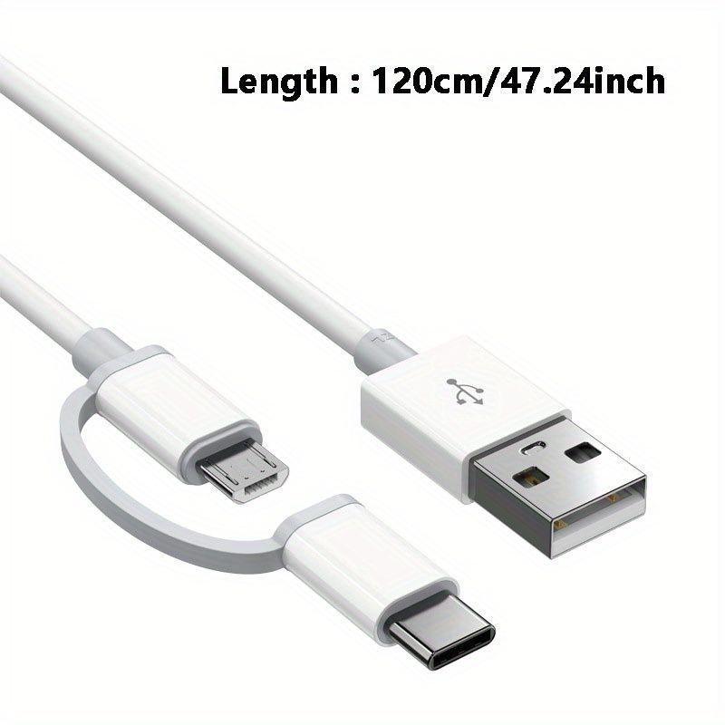 Кабель для передачи данных 2-в-1, зарядный кабель мощностью 15 Вт, совместимый с интерфейсом MICRO-TYPE-C