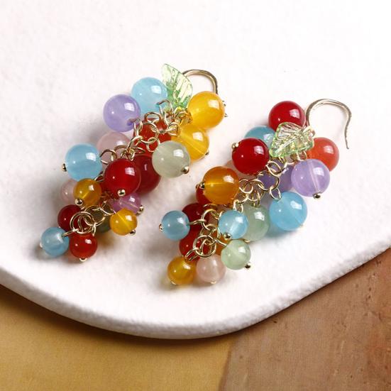 1 шт. Серьги-гроздья в виде винограда, женские серьги-крючки, серьги-фрукты, висячие серьги с искусственным кристаллом, висячие серьги для вечеринок и клуба