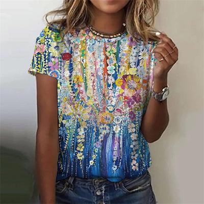 Новые футболки с 3D полинезийским цветочным принтом для женщин, летняя модная уличная футболка с круглым вырезом и короткими рукавами для девочек, красивая женская футболка