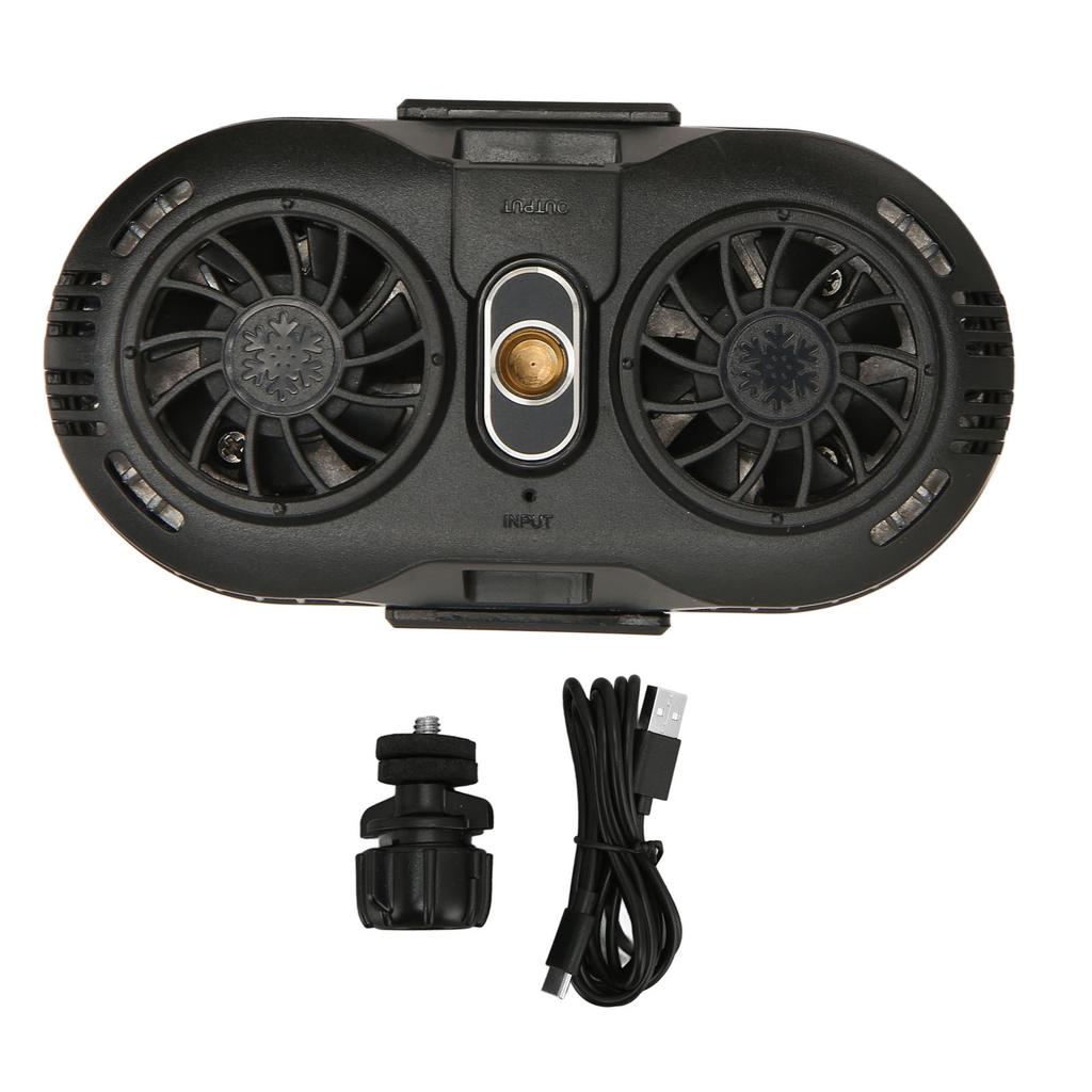 Cell Phone Cooler Semiconductor Cooling Silent Phone Radiator with Dual Fan Fast Cooling for Gaming Livestreaming Black