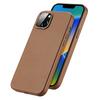 Dux Ducis Grit Leather Case For Iphone 14 Elegant Faux Leather Cover (Magsafe Compatible) Brown