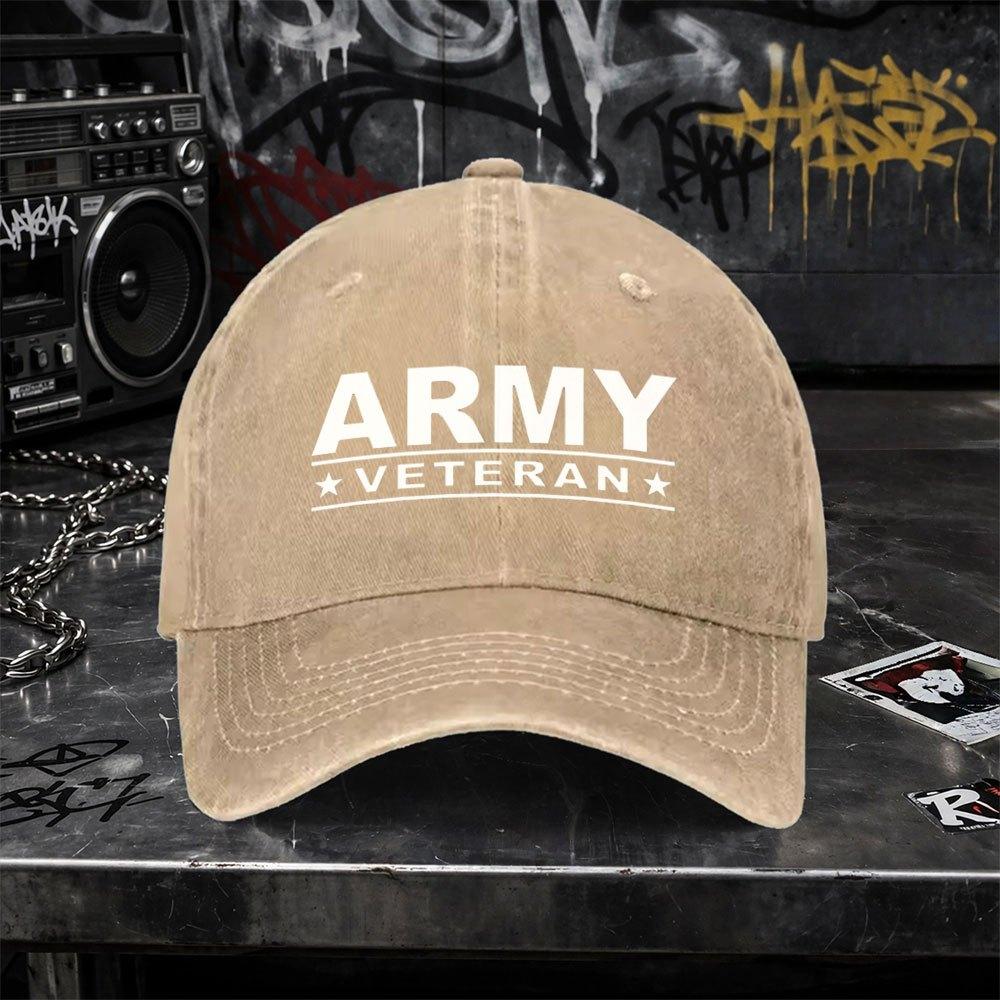 Vintage Washed Baseball Cap For Army Veteran Unisex Duckbill Hat With Hook Loop Closure Lightweight Washed Cap