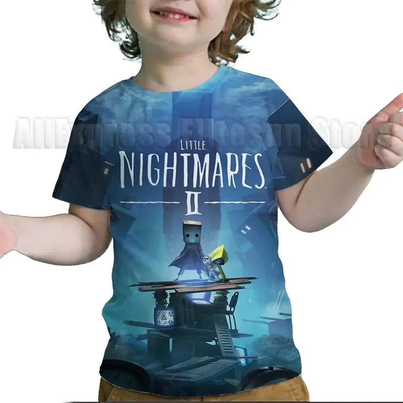 Летние детские футболки Little Nightmares 2 Детские мультяшные аниме 3D футболки для мальчиков, девочек, подростков, малышей Футболки Топы