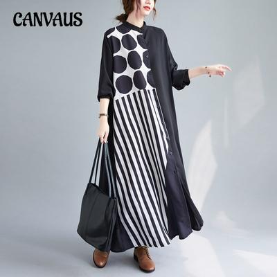 Весенне-осеннее женское платье, модное платье больших размеров, свободная удобная темпераментная длинная рубашка, повседневные платья с длинным рукавом