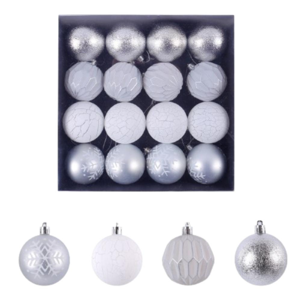 16pcs Shatterproof Christmas Painted Balls Pendant Plastic Merry Christmas Decor  Hotel Mall