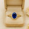 Oval  Shaped  Blue Sapphire Ring, September Birthstone Ring, Secured Bezel Set Ring, Solitaire Engagement Ring