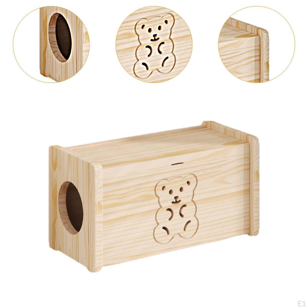 Коробка для укладки кабелей для дома и офиса 12,99x6,3x7,09 дюймов, пылезащитный деревянный органайзер для шнуров
