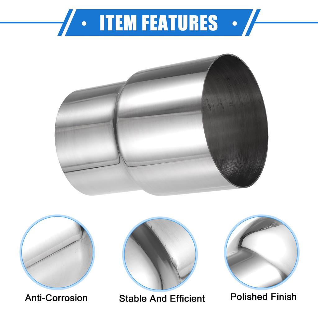 ABSOPRO Переходник-соединитель выхлопной трубы 78 мм ID к 90 мм Универсальный для и Прочный Нержавеющий Серебристый 2 шт. Переходник, ID, Легковые автомобили, Грузовики, Пикапы, Сталь,