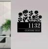Personalized Iron Address Sign with Floral Design and Custom Street Name