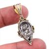 Natural Black Rutile 925 Solid Sterling Silver Jewelry TwoTone Pendant 1.5" D0y55