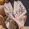 Women's Knitted Cardigan Sweater Autumn and Winter Thickened Plus Size Knitted Cardigan Loose Letter Print Knitted Jacket Outwear