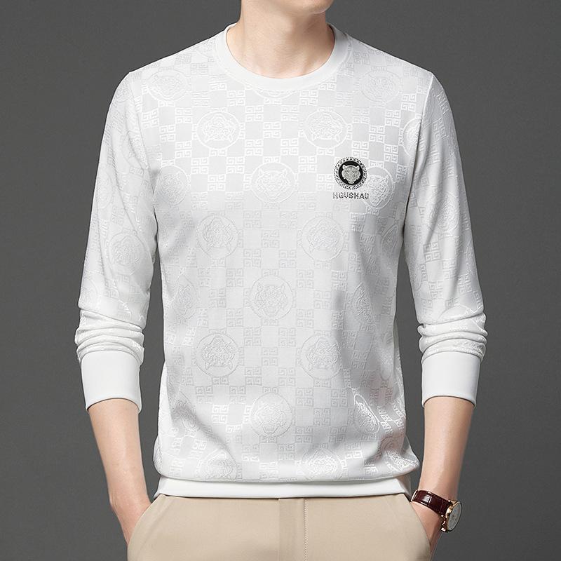 Spring and Autumn Men's Long-sleeved Round Neck Sweatshirt, Fashionable and Casual Hot Diamond Inner Layer, Men's Base Layer