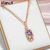 Luxury Multicolor Zircon Pendant Necklace Vintage Rose Gold Color Floral-Inspired Jewelry for Women