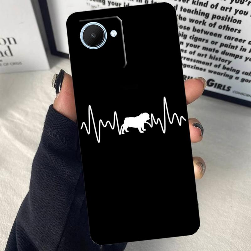 Сердцебиение английского бульдога Для Realme GT7 Pro GT6 C67 C65 C63 C61 C55 C53 C51 C71 C75 10 11 12 13 14 15 Pro Plus Чехол