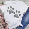 2025 New Women T Shirt Graphic Beach Vacation Dog Paw Trend Cartoon Summer Fashion Short Sleeve Clothes Print Tshirt Female Tops