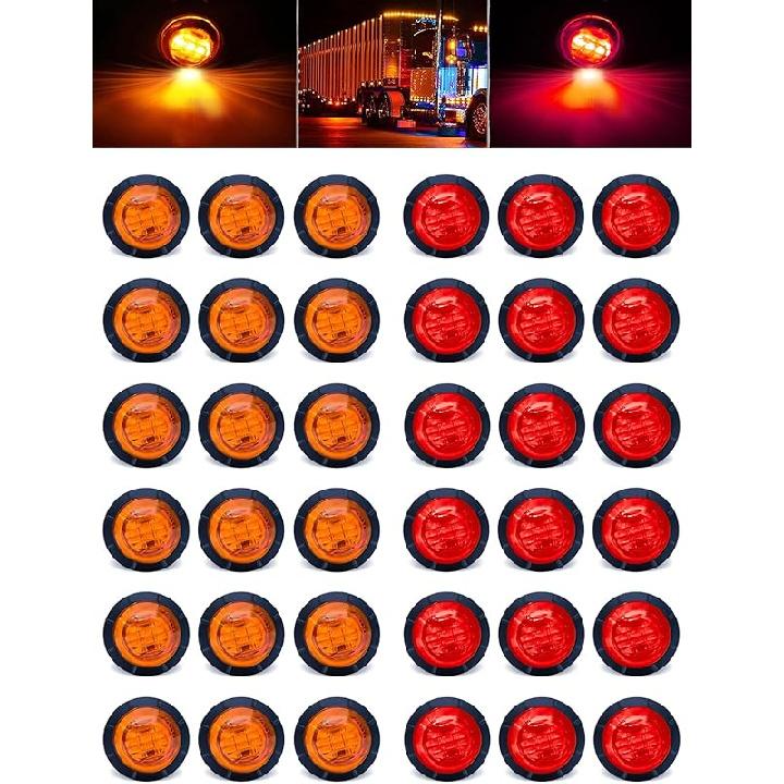 3/4 Inch Trailer Marker, LED Side Marker Lights, Heavy Duty Waterproof Clearance Lights For Trailers, Trucks, RVs, Buses, Vans - Durable & Bright For