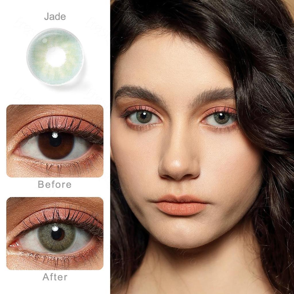 FreshGo Soft Color Contact Lens Gray Coloured Contact Lenses for Eyes Cosmetic Beautiy Pupils 1 Pair Yearly Contact Lenses