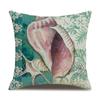 Linen Pillowcase Hand-painted Marine Cotton Linen Coral Seahorse Starfish Octopus Home Soft Furnishing Cushion Cover